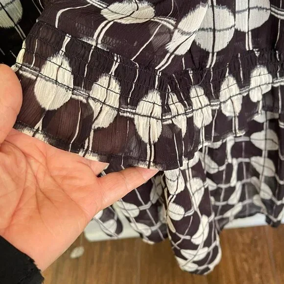 Nic + Zoe $228 Chiffon Dot Maxi Dress Size Large NWT Black White - Picture 8 of 12